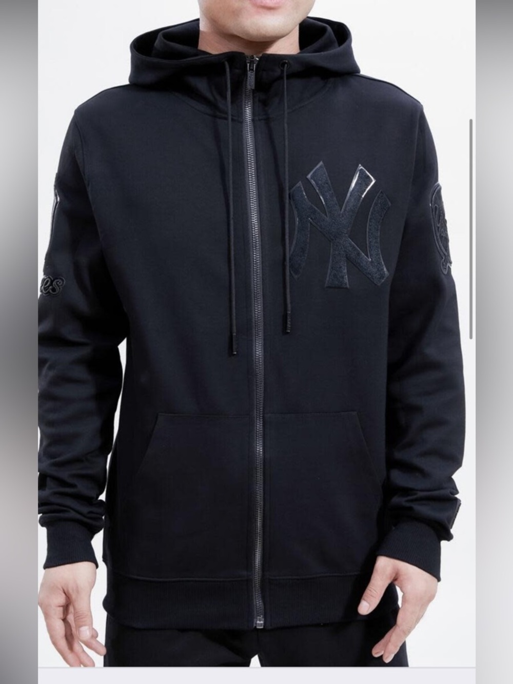 Pro Standard New York Yankees Men's Triple Black Front Zip Hoodie.
